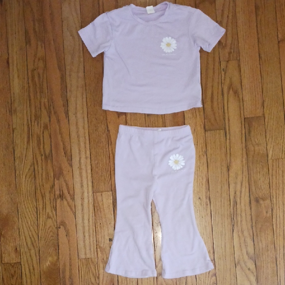 SHEIN Purple and White Pajama Set Relaxed Fit